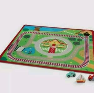 Melissa & Doug Mickey Mouse Activity Rug Playmat Set With 3 Wooden Vehicles